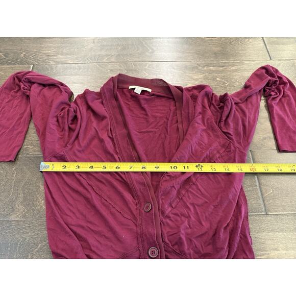 Bordeaux Womens Maroon Anthropologie Cardigan Button Up Long Sleeve Size XS - Picture 8 of 9